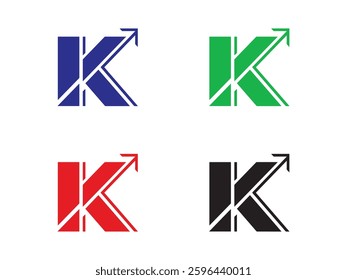 Colorful K Letter Logo with Professional Arrow for Modern Business Branding