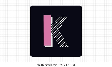 Colorful K Letter Vector Logo, Stylish Gradient Lines Logo Sign K Letter, K Character Logo Symbol