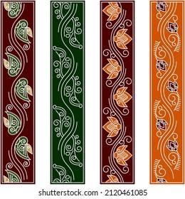 Colorful Kalamkari Vector Border Design Indian Stock Vector (Royalty ...