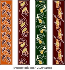 colorful kalamkari vector border design. Indian Traditional Illustration For Textile Branding
