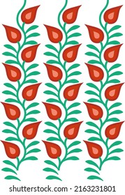 colorful kalamkari vector border design. Indian Traditional Illustration For Textile Branding