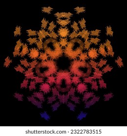 Colorful kaledoscope star mandala. The color of twilight and the color of the sky are clear. Star with chain motif. Raw mandala logo without writing