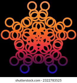 Colorful kaledoscope star mandala. The color of twilight and the color of the sky are clear. Star with chain motif. Raw mandala logo without writing