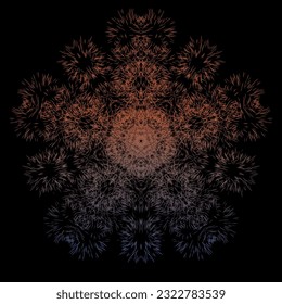 Colorful kaledoscope star mandala. The color of twilight and the color of the sky are clear. Star with chain motif. Raw mandala logo without writing