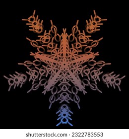 Colorful kaledoscope star mandala. The color of twilight and the color of the sky are clear. Star with chain motif. Raw mandala logo without writing