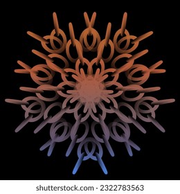 Colorful kaledoscope star mandala. The color of twilight and the color of the sky are clear. Star with chain motif. Raw mandala logo without writing