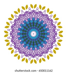 Colorful kaleidoscope pattern. Decorative ornament. Geometric design element. Vector colorful mosaic. Abstract vector flower.