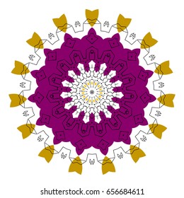Colorful kaleidoscope pattern. Decorative ornament. Geometric design element. Vector colorful mosaic. Abstract vector flower.