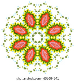 Colorful kaleidoscope pattern. Decorative ornament. Geometric design element. Vector colorful mosaic. Abstract vector flower.