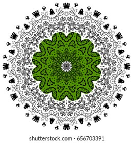 Colorful kaleidoscope pattern. Decorative ornament. Geometric design element. Vector colorful mosaic. Abstract vector flower.