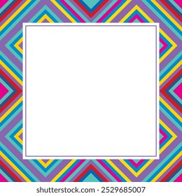 Quadro Caleidoscópico Colorido. Plano de fundo geométrico vetorial com listras. Resumo do mosaico