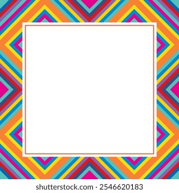 Colorful Kaleidoscopic Frame. Vector Geometric Background with Stripes. Abstract Mosaic Design
