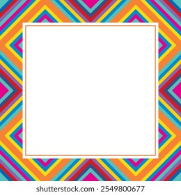 Colorful Kaleidoscopic Frame. Vector Geometric Background with Stripes. Abstract Mosaic Design