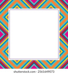 Colorful Kaleidoscopic Frame. Vector Geometric Background with Stripes. Abstract Mosaic Design