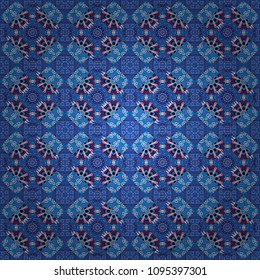 Colorful kaleidoscopic seamless pattern for textile, ceramic tiles, wallpapers and fabric. Traditional ethnic background in yellow, orange and brown colors.