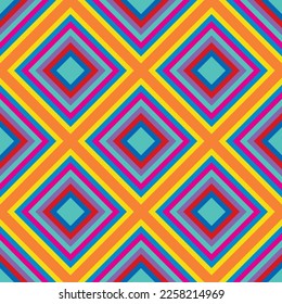 Colorful Kaleidoscopic Seamless Pattern. Vector Geometric Background with Rhombs. Abstract Mosaic Design