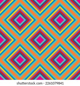 Colorful Kaleidoscopic Seamless Pattern. Vector Geometric Background with Rhombs. Abstract Mosaic Design