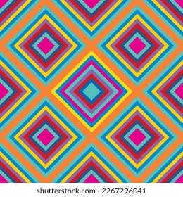 Colorful Kaleidoscopic Seamless Pattern. Vector Geometric Background with Rhombs. Abstract Mosaic Design