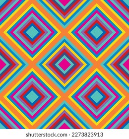 Colorful Kaleidoscopic Seamless Pattern. Vector Geometric Background with Rhombs. Abstract Mosaic Design