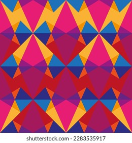 Colorful Kaleidoscopic Seamless Pattern. Vector Geometric Background with Triangles. Abstract Mosaic Design