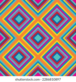 Colorido Patrón Kaleidoscópico sin soldadura. Fondo Geométrico Vector con Rombs. Resumen de diseño de mosaico