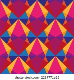 Colorful Kaleidoscopic Seamless Pattern. Vector Geometric Background with Triangles. Abstract Mosaic Design