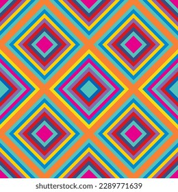 Colorful Kaleidoscopic Seamless Pattern. Vector Geometric Background with Rhombs. Abstract Mosaic Design