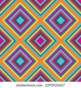 Colorido Patrón Kaleidoscópico sin soldadura. Fondo Geométrico Vector con Rombs. Resumen de diseño de mosaico