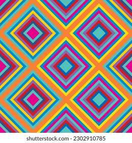 Colorful Kaleidoscopic Seamless Pattern. Vector Geometric Background with Rhombs. Abstract Mosaic Design