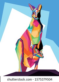 Colorful Kangaroo, modern pop art style.