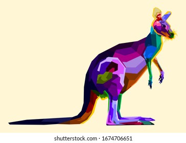 colorful kangaroo on pop art style. vector illustration