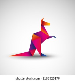 colorful kangaroo origami vector