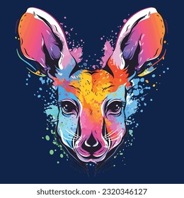 Colorful Kangaroo Tshirt Design Ready to Print