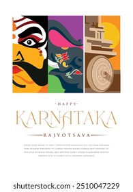 Karnataka Rajyothsava colorido ou Karnataka fundação do estado modelo de design de saudação.