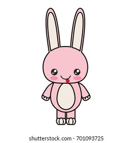 colorful kawaii caricature cute expression and tongue out of rabbit animal vector illustration