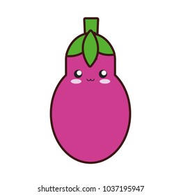 colorful kawaii eggplant over white background vector illustration