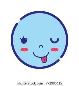 colorful kawaii head with cute amusing face