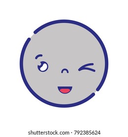 colorful kawaii head with cute funny face
