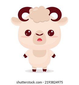 Colorful kawaii lamb in beautiful style on white background. Colorful vector illustration. Vector illustration art. Funny cartoon character