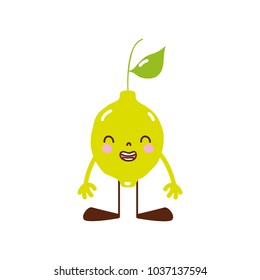 colorful kawaii lemon smile fruit with arms and legs