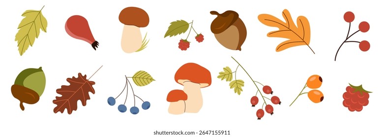  Colorful, kawaii nature illustration for Thanksgiving, web banner, advertising poster, marketing.