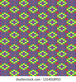 Colorful Kente Cloth Seamless Pattern - Beautiful Kente cloth repeating pattern design