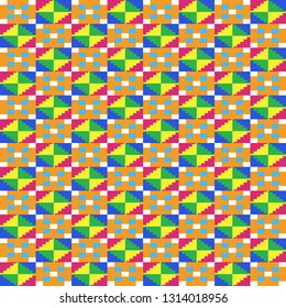 Colorful Kente Cloth Seamless Pattern - Beautiful Kente cloth repeating pattern design