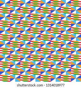 Colorful Kente Cloth Seamless Pattern - Beautiful Kente cloth repeating pattern design