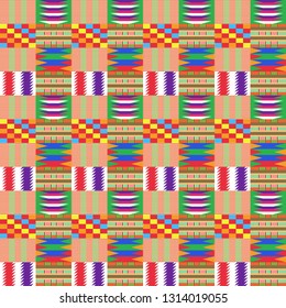 Colorful Kente Cloth Seamless Pattern - Beautiful Kente cloth repeating pattern design