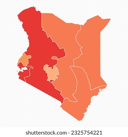 Colorful Kenya Divided Map Illustration, can be used for business designs, presentation designs or any suitable designs.