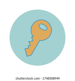 Colorful key icon. Isolated vector button