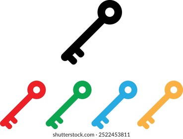 Ícone de chave colorido definido em cores diferentes . Vetor do ícone de chave