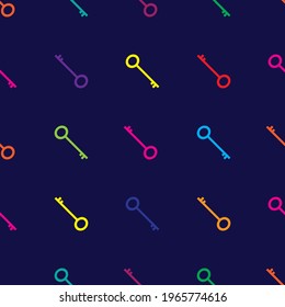 Colorful Keys On Bluebackground. Simple Style Seamless Pattern. Vector Illustration.