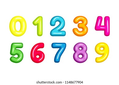 Colorful  kid font numbers vector illustration isolated on white background.